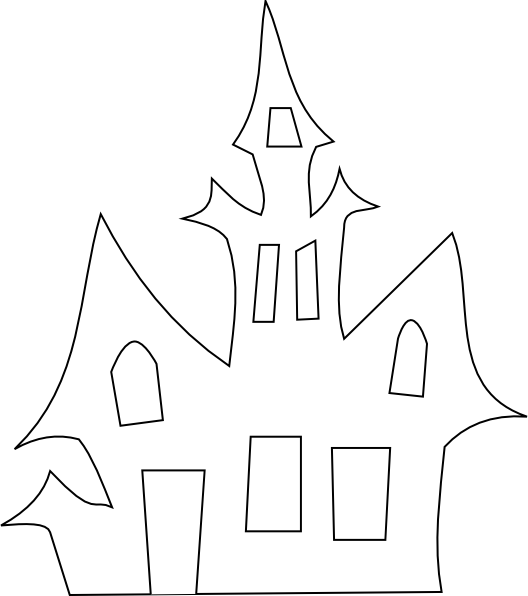 Haunted House Silhouette Png - Haunted House Template Free (528x596), Png Download