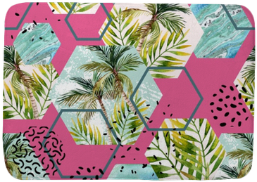 Watercolor Tropical Leaves And Palm Trees In Geometric - Watercolor Painting (400x400), Png Download