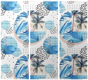 Watercolor Tropical Floral Geometric Shapes Seamless - Motif (400x400), Png Download