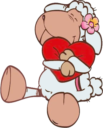 Mouton Serrant Un Coussins En Forme De Coeur - Овечка Джолли Стикеры (338x421), Png Download