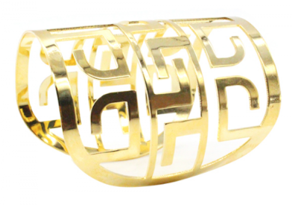 Gold Geometric Shape Cuff Bracelet - Bronze (600x860), Png Download