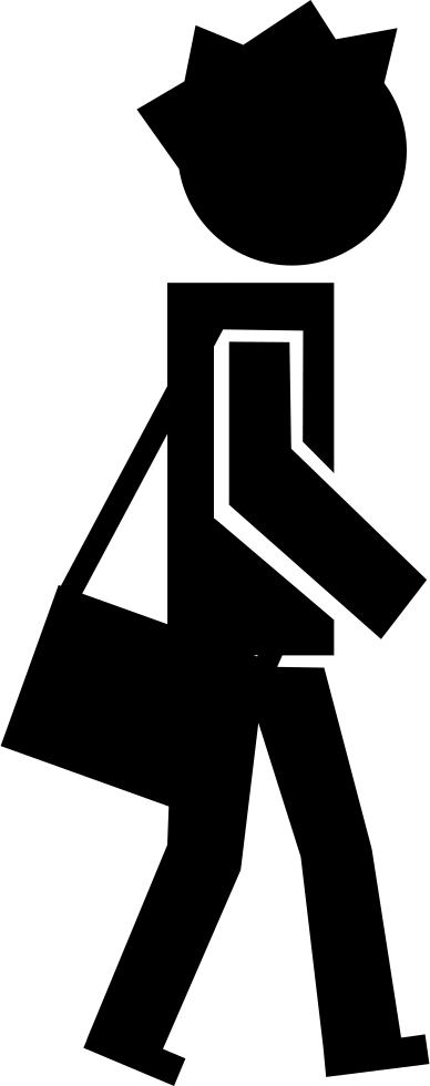 Student Walking With A Bag Comments - Person With Backpack Icon (388x980), Png Download