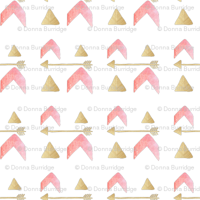 Tribal Pink Gold Arrows Fabric - Triangle (400x400), Png Download