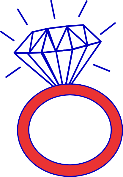 Diamond Ring Cubs Outline Clip Art - Ring Clipart Black And White (414x594), Png Download