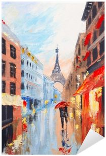 Couple Walking On The Streets Of Paris Against The - Art Print: Stock's Couple Walking On The Streets Of (400x400), Png Download