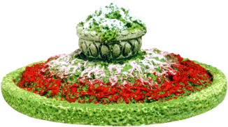Cg 242 Round Flowerbed With Ornate Urn - Round Flower Bed Png (350x350), Png Download