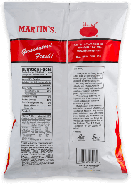Martin's Red Hot Potato Chips - Martin's Red Hot Potato Chips - 9.5 Oz Bag (740x834), Png Download