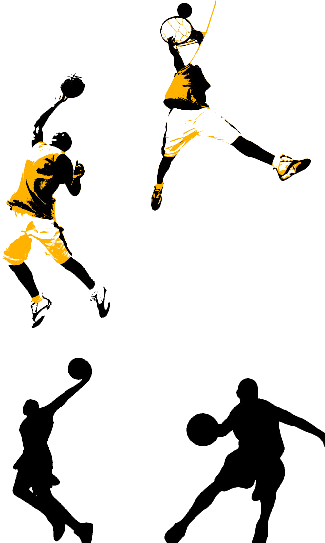 Clip Transparent Stock Court Slam Dunk Clip Art Yellow - Basketball Stickers (823x1200), Png Download