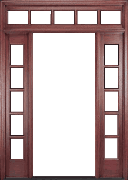 Charlston Frame - Farmhouse Door With Sidelights And Transom (411x576), Png Download