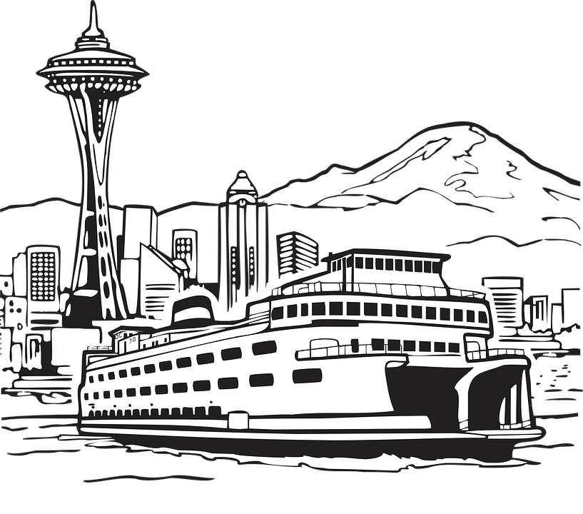 Png Transparent Stock Waterfront Drawing - Seattle Clipart (817x720), Png Download