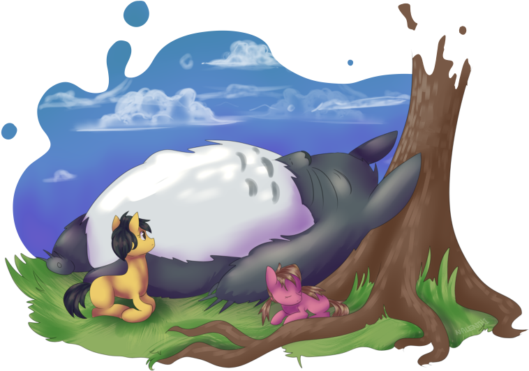Nalenthi, Eyes Closed, Fluffy, Mei Kusakabe, My Neighbor - Illustration (800x572), Png Download