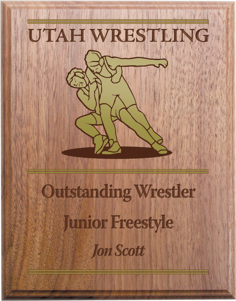 Walnut Plaque For The Utah Wrestling Event - Wrestling Plaque (825x1050), Png Download