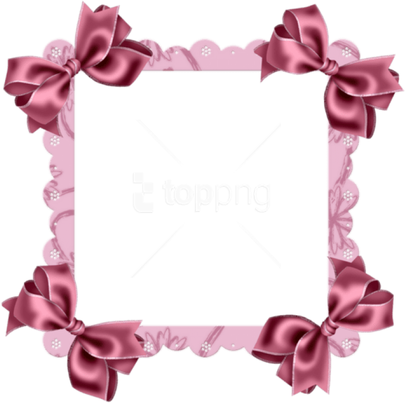 Free Png Pink Transparent Frame With Bow Background - Frame Free Download Transparent Design Clip Art (850x848), Png Download