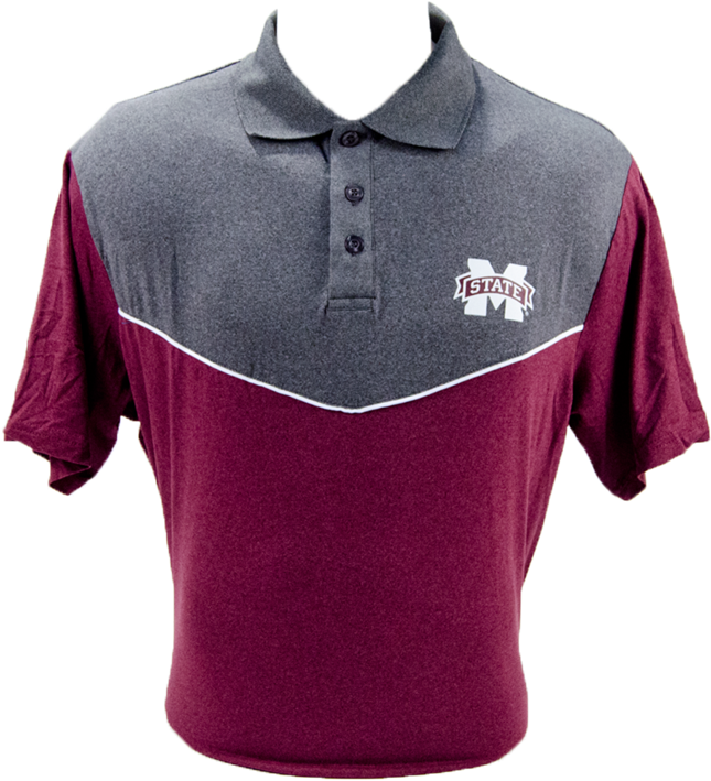 Colosseum 2 Tone Grey Top Maroon Bottom Short Sleeve - Polo Shirt (800x800), Png Download