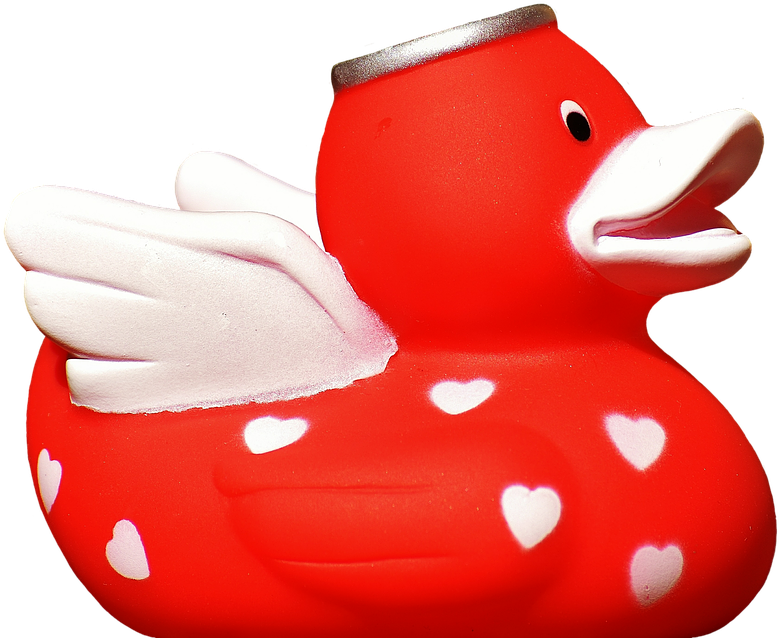 Quietscheente, Angel, Duck, Rubber, Cute - Transparent Background Toy Rubber Ducks Png (960x713), Png Download