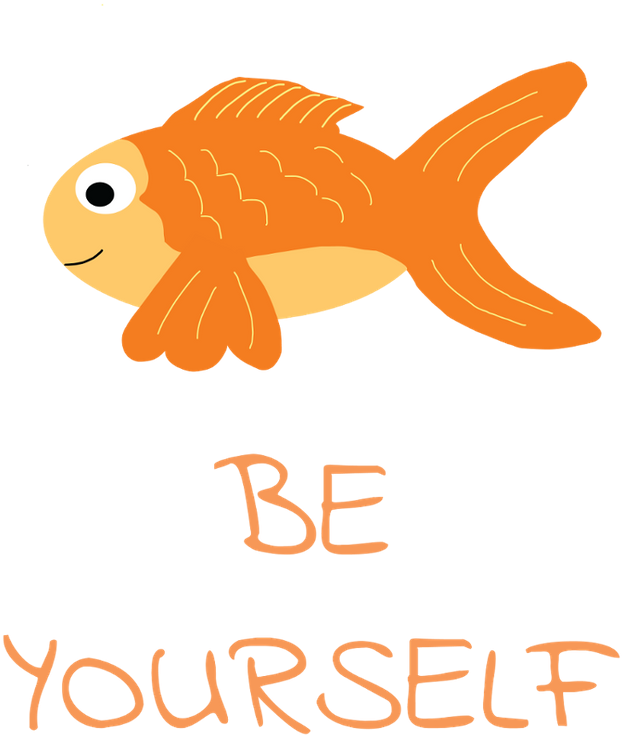 Fishshirtlesstextsmaller - Goldfish (640x896), Png Download