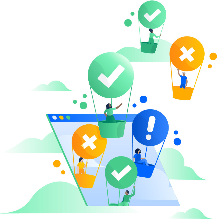 Hot Air Balloons With Different Status Icons I (890x908), Png Download