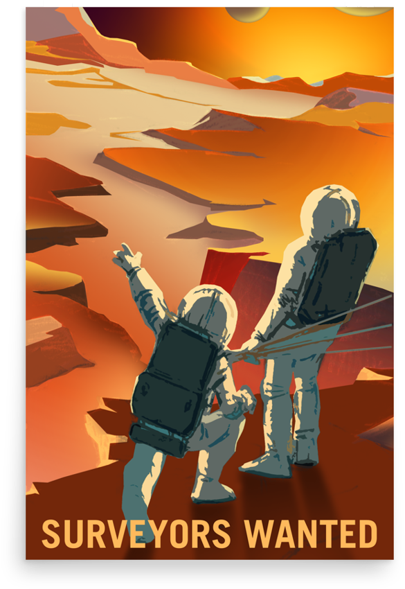 Surveyors Wanted - Explorers Wanted Nasa Retro Posters (1000x1000), Png Download