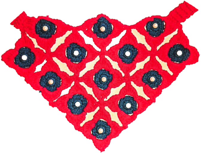 Red And Blue Floral Crochet Bandana - Motif (828x584), Png Download