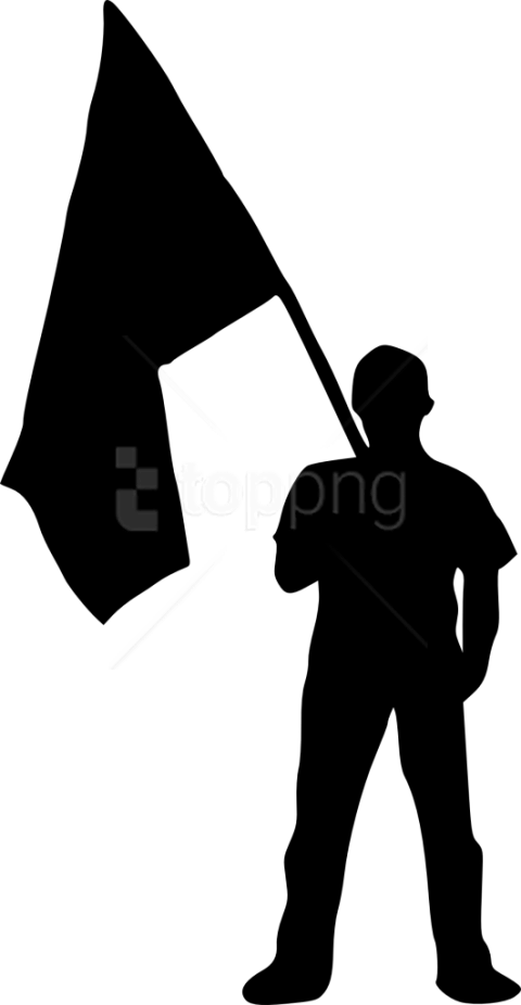 Free Png Person With Flag Silhouette Png Images Transparent - Man Holding Flag Silhouette Png (480x926), Png Download