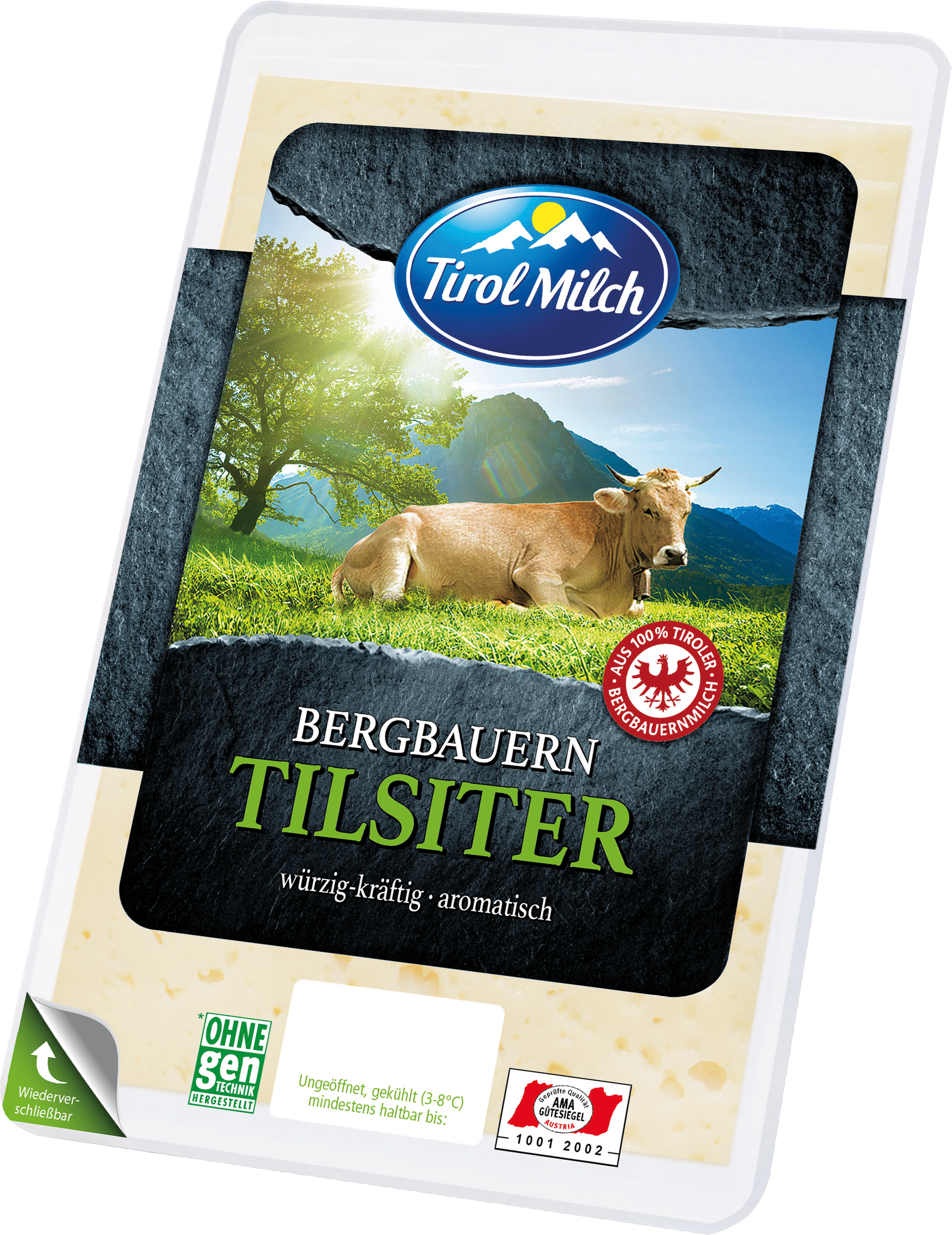 Tiroler Bergtilsiter Cheese Slices 150g - Bison (1974x2562), Png Download