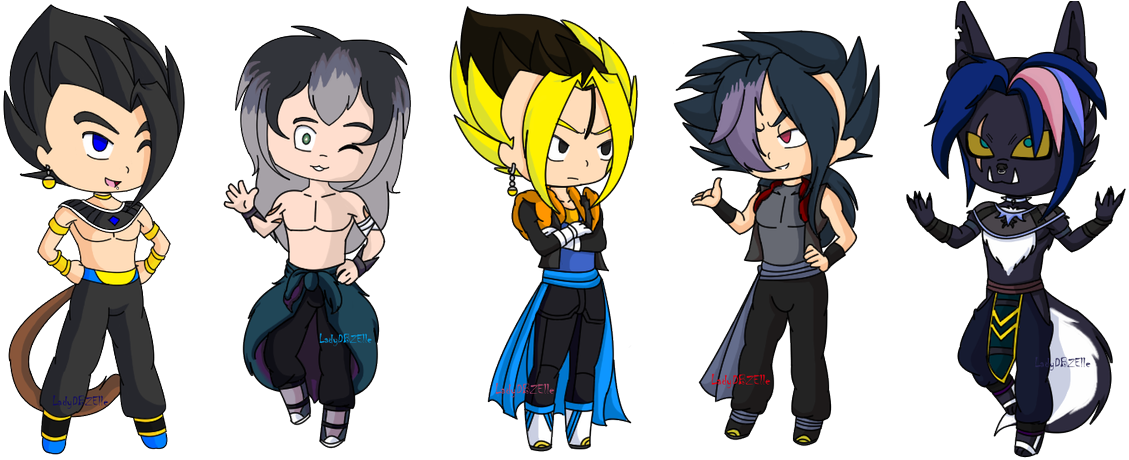 My First Set Of My Ocs From Dragonball Fusions Thru - Cartoon (1200x462), Png Download