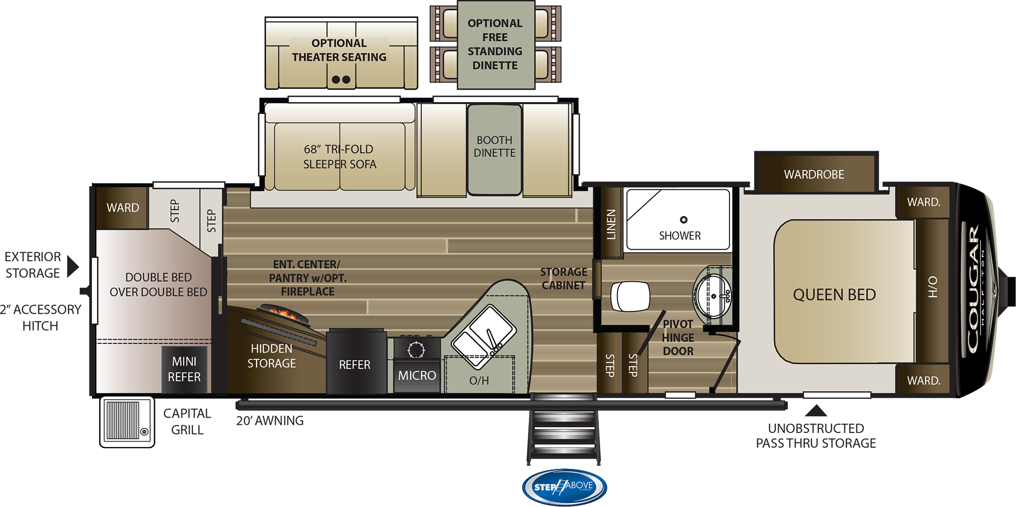 Cougar Half-ton 29rdb Fifth Wheel - Cougar 30rls Fifth Wheel (2000x999), Png Download