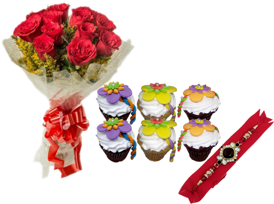 Rakhi Delight Combo - Flower Buke (600x600), Png Download