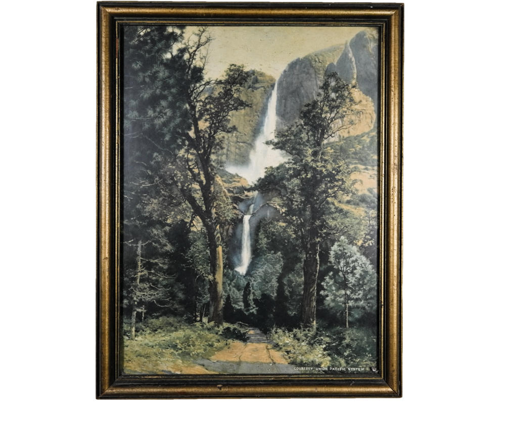 Vintage Painting Of Waterfalls (1000x1250), Png Download
