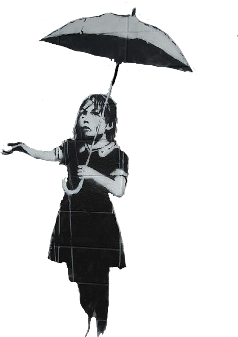 #graffiti #banksy #rain #umbrella #girl #freetoedit - Emeril's New Orleans (1024x1374), Png Download