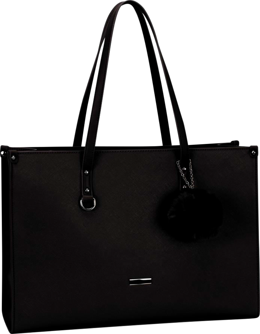 Supanova Pompom Ladies Laptop Bag Black - Tote Bag (859x1104), Png Download