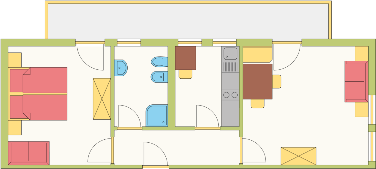 Apartment Sonne Southeast Exposure With Living Room, - Plan (1410x940), Png Download