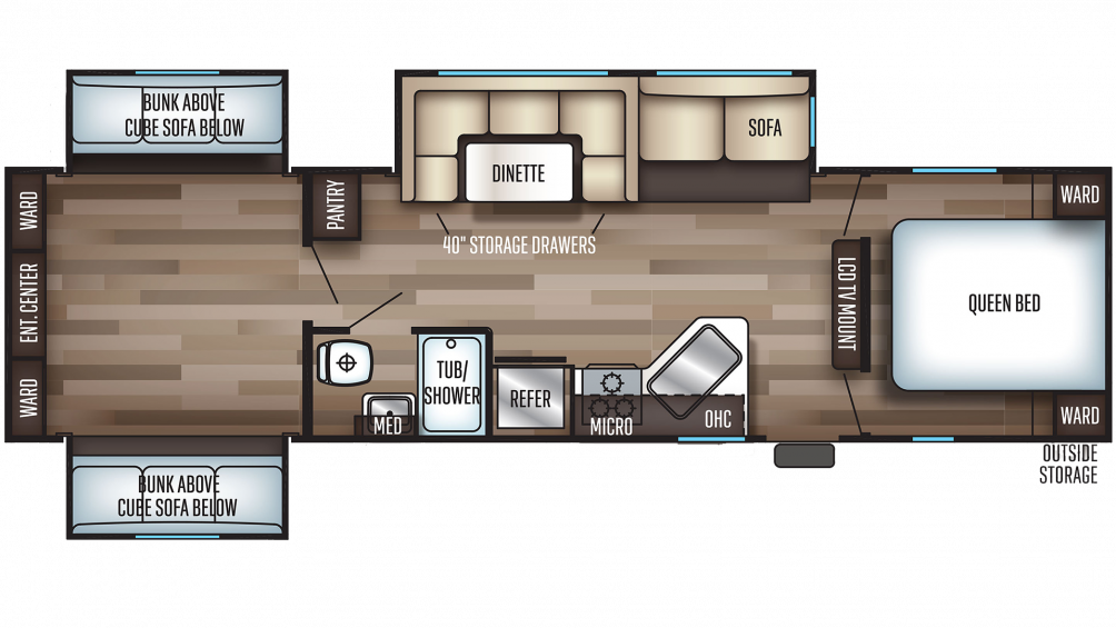 2020 Cherokee 304bs Floor Plan Img - Recreational Vehicle (1004x565), Png Download