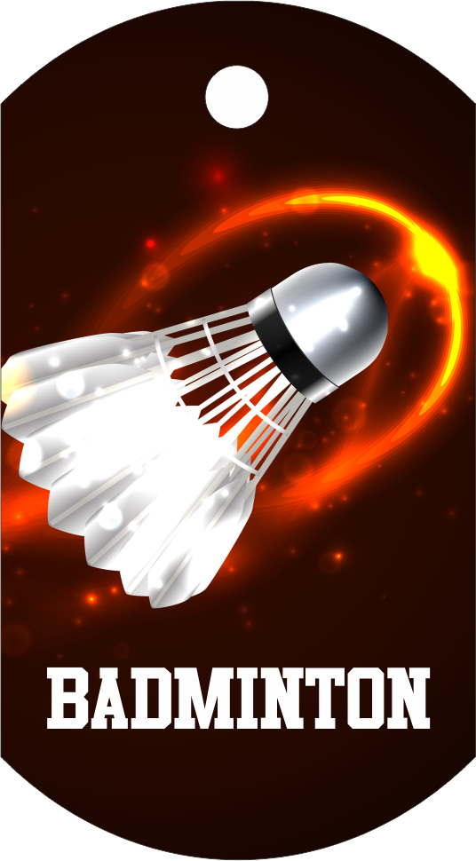Badminton Dog Tag Full Color Aluminum - Burning Shuttlecock (536x970), Png Download