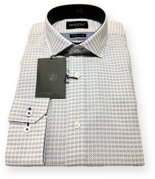 Brooksfield Luxe Geoweave Shirt-bfc1352 - Button (520x600), Png Download