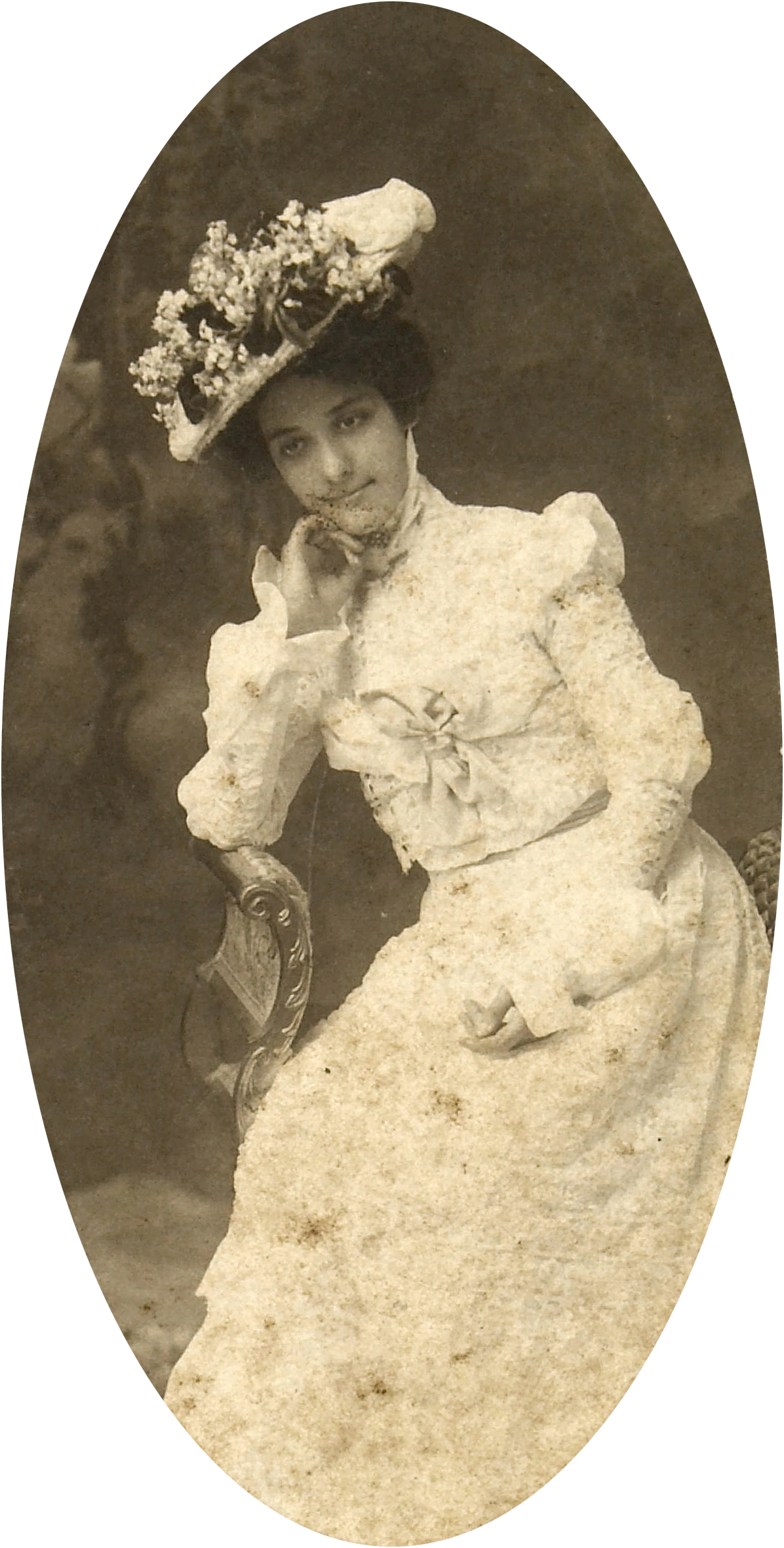 Kaiulani In White Gown And Hat, Photograph By J - Vintage Clothing (1196x2361), Png Download