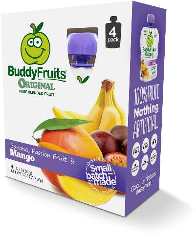 Buddy Fruits Originals Banana Passion And Mango Fruit - Juicebox (650x499), Png Download