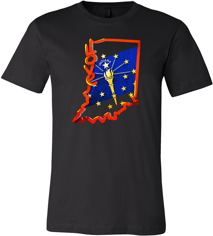 Love Indiana State Flag Map Outline Souvenir Gift T-shirt - Love Python T Shirt (1000x1000), Png Download