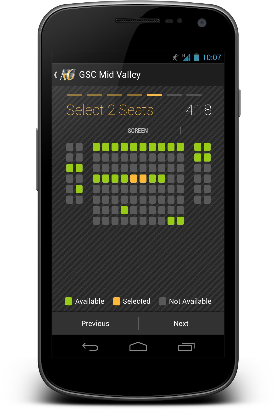 Seat Selection Cinema Seats, Movie Tickets, Flat Ui, - Smartphone (1148x1994), Png Download