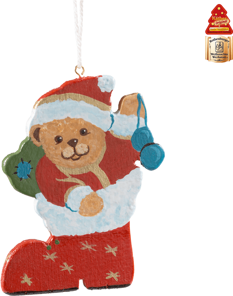 Teddy In Boot, Red - Christmas Ornament (1000x1000), Png Download