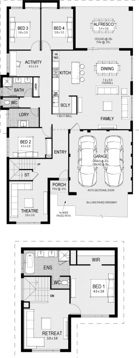 Wa Home Designs Plan Setwidth560 Cayman Designer Kitchen - Floor Plan (560x1435), Png Download