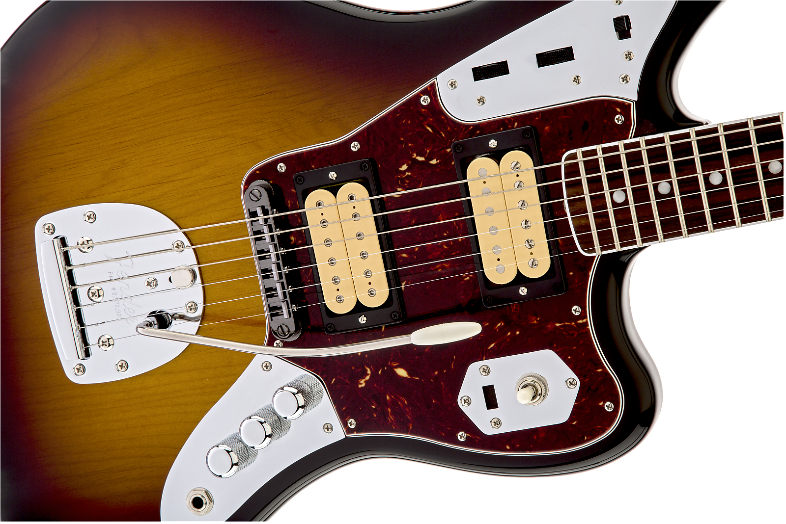 Fender Kurt Cobain Jaguar 3-color Sunburst - Black Jaguar Electric Guitar (1600x1068), Png Download