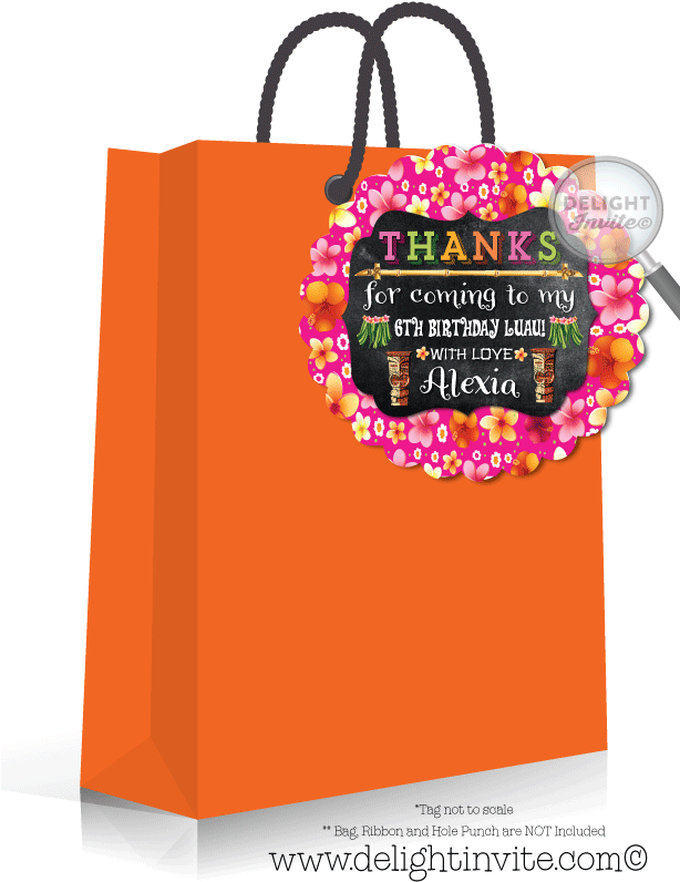 Hawaiian Hula Luau Party Favor Tags - Jurassic World Party Labels (613x822), Png Download