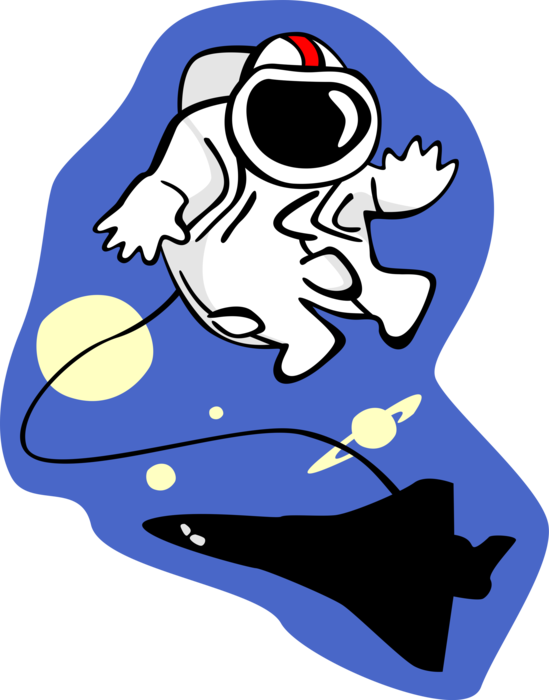 Vector Illustration Of Astronaut In Outer Space Goes (549x700), Png Download