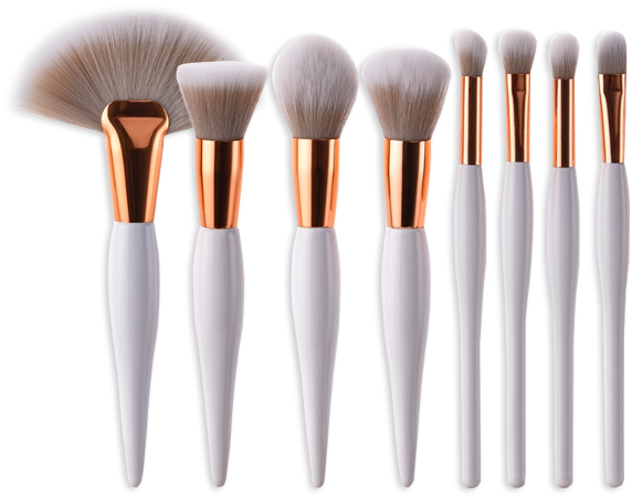 Rose Gold & White 8 Piece Makeup Brush Set - Makeup Brush (600x600), Png Download