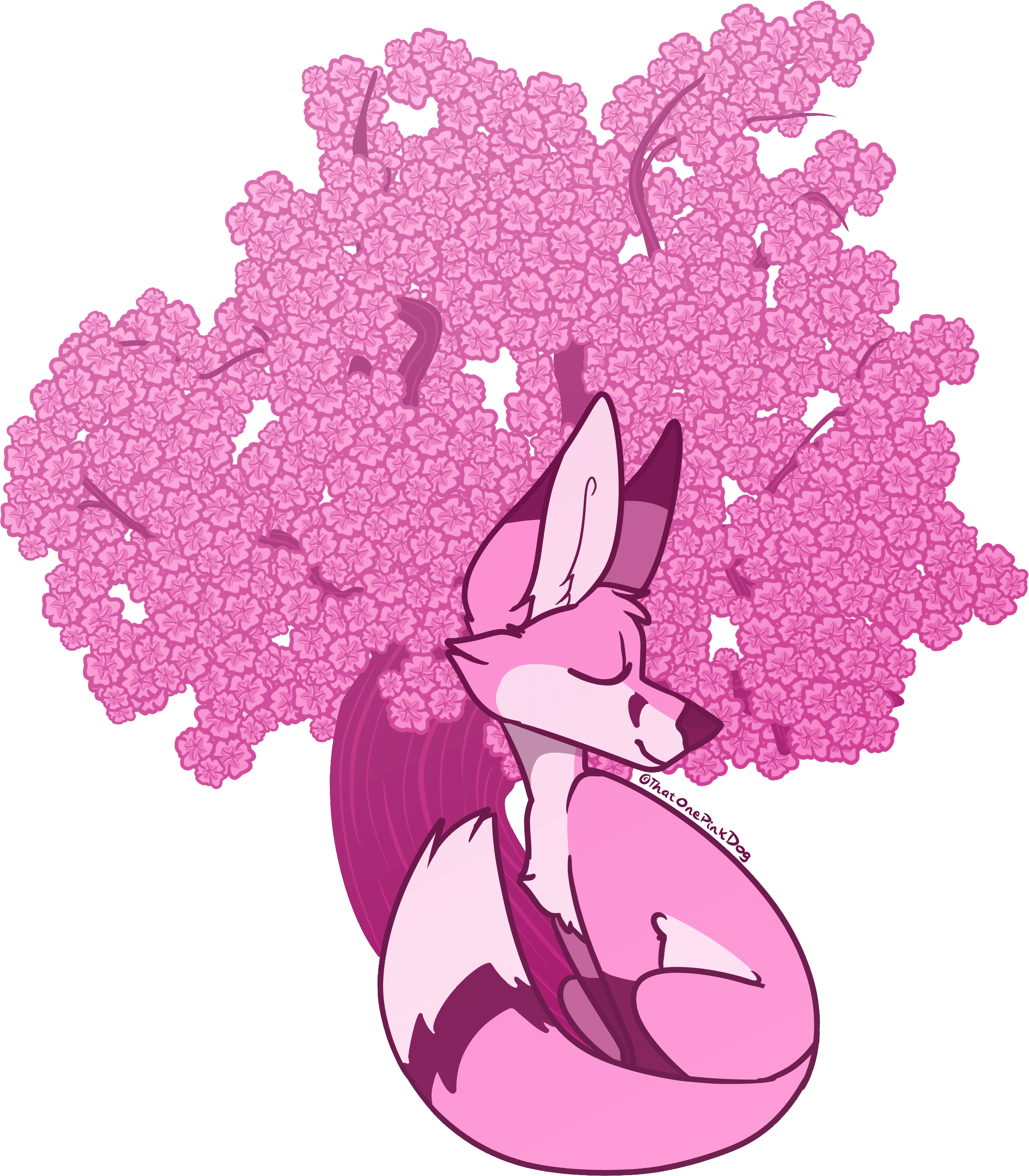 Cherry Blossom Fox (2430x2778), Png Download