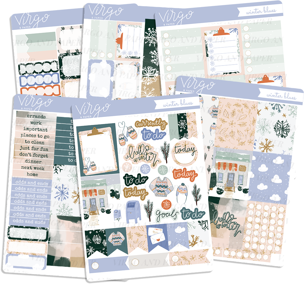 Winter Blues Weekly Planner Sticker Kit - Paper (1000x1000), Png Download