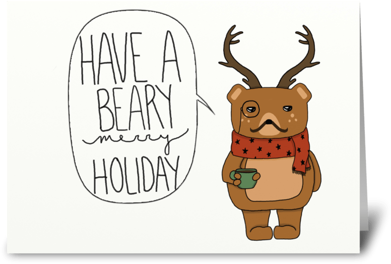 Beary Christmas Greeting Card - Cartoon (848x698), Png Download