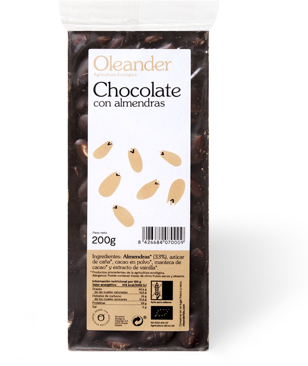 Chocolate With Almonds - Almond (1349x2000), Png Download