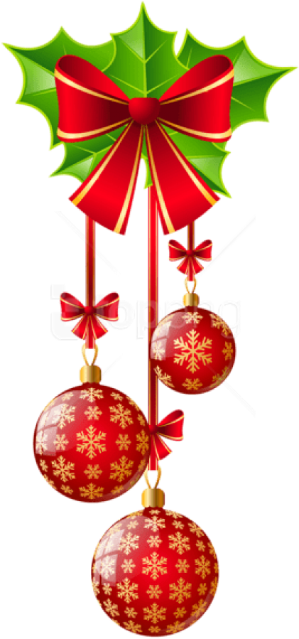Free Png Transparent Christmas Red Ornaments With Bow - Christmas Decorations Clipart Png (480x945), Png Download